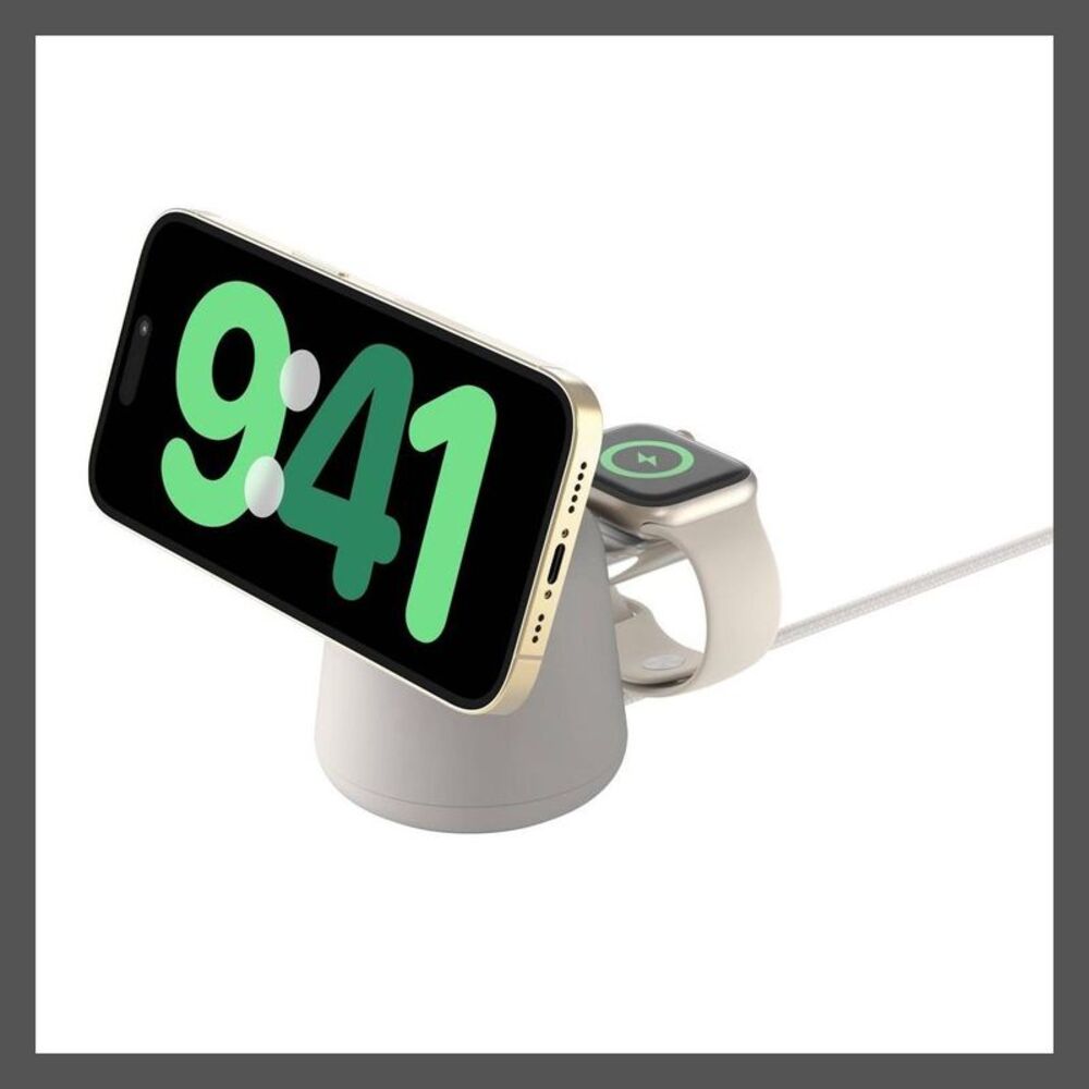 Belkin -  2-in-1 Wireless Charging Dock with MagSafe  Sand